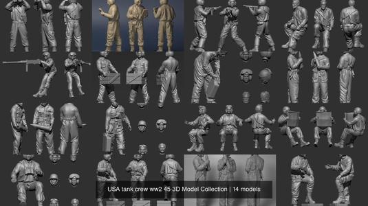 USA tank crew ww2 45 3D Model Collection