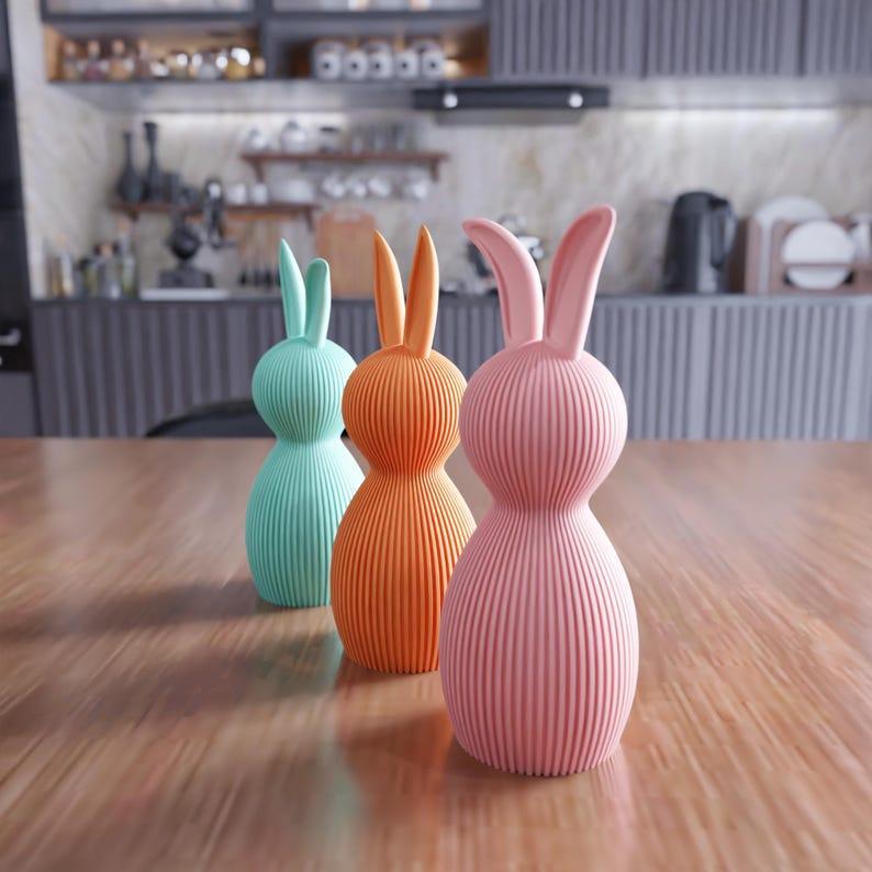 3D Easter Bunny Decor Set as Stl Files & Easter Gift, Easter Day, 3D Printing, Bunny Ears, 3D Print File, Easter Digital, Easter Rabbit