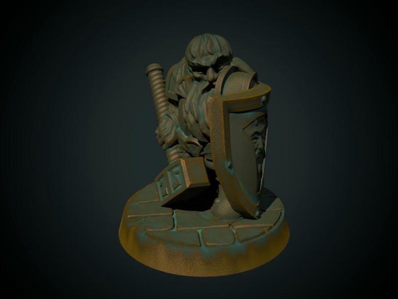 Dwarf Paladin 28mm (supportless, FDM friendly)