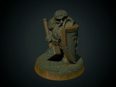 Dwarf Paladin 28mm (supportless, FDM friendly)