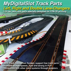 MyDigitalSlot Left, Right and Double Lane-Changers, 3D printed DIY track parts for your 1/32 Digital Slot Car Racing Game