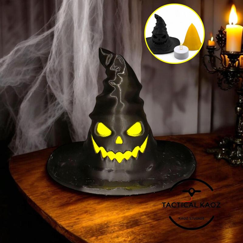 Glowing Witch Hat Tealight Holder – Swappable Inserts