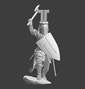 Medieval German Knight charging with axe