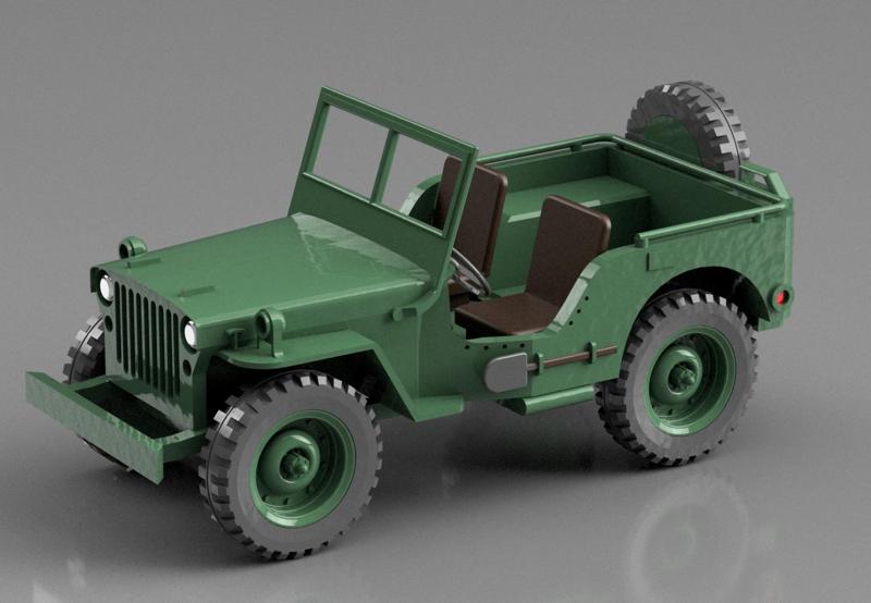 US Jeep Willys MB 1/4 Ton Truck- Fully 3D printable with moving wheels