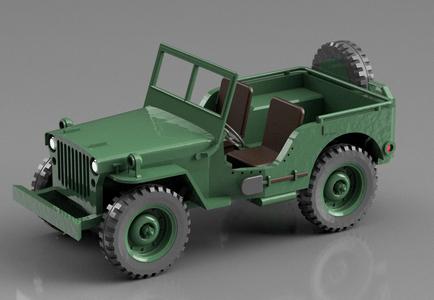 US Jeep Willys MB 1/4 Ton Truck- Fully 3D printable with moving wheels