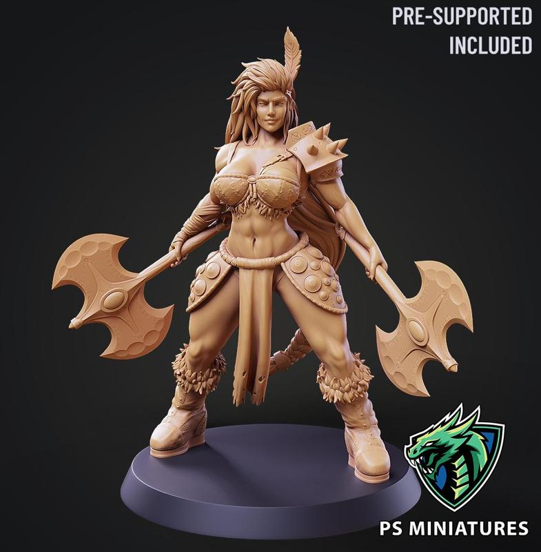 Barbarian Battlemaster Pose 4 – 2 Variants + Pinup