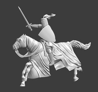 Medieval crusader charging – flying ribbon