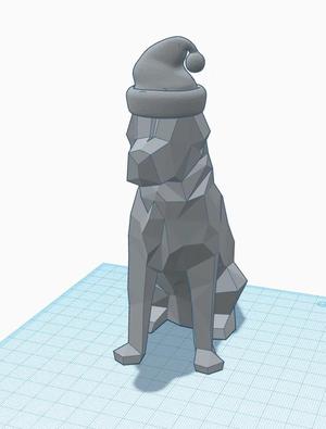 Low Poly Golden retriever with Santa hat