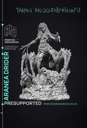 Aranea – Drider of Lolth –  PRESUPPORTED – Illustrated and Stats – 32mm scale