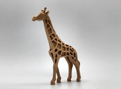 Wood-Carved Giraffe Sculpture