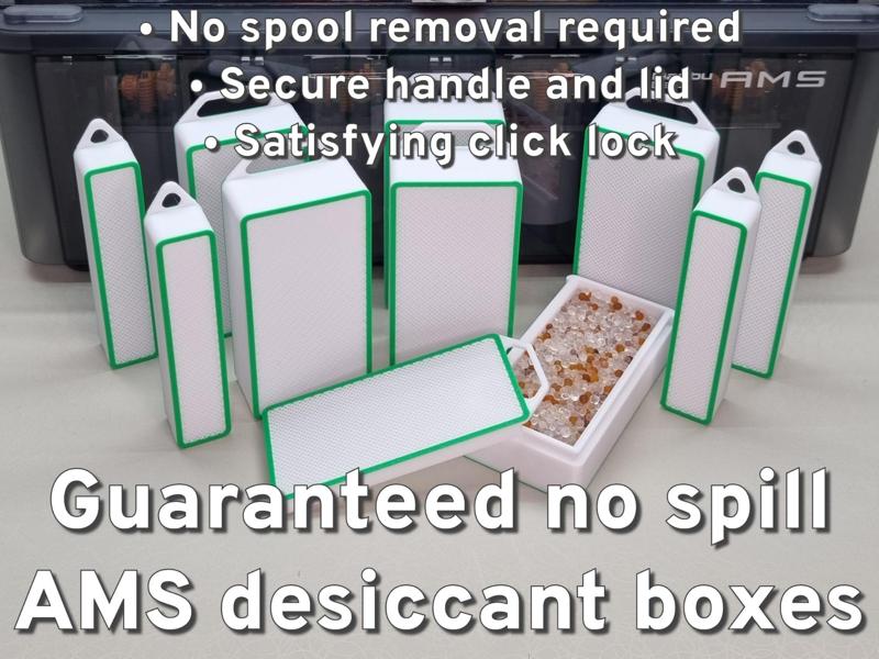 No spill AMS desiccant boxes – no hygro