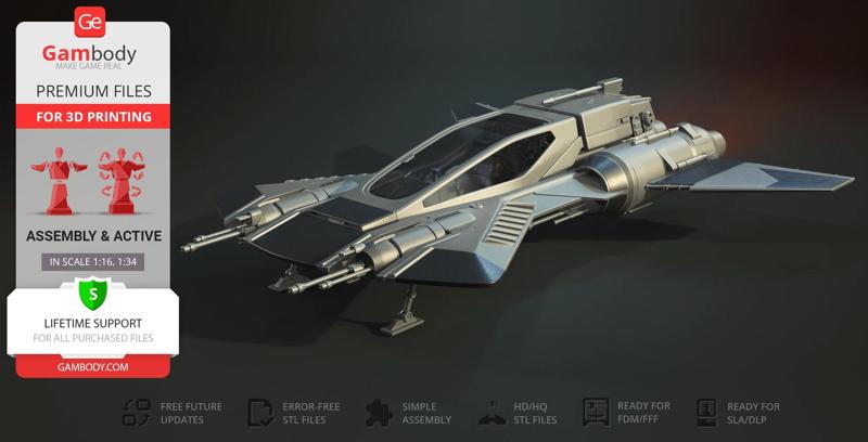 Pirate Snub Fighter STL files for 3D printing | Assembly Model