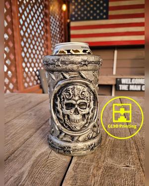 Flaming Skull Can Koozie – No Handle – Tallboy and 12 ounce