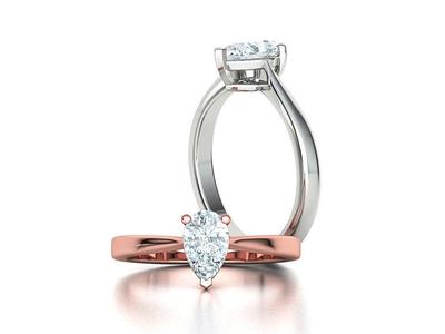 Solitaire Engagement Ring 8×5 Pear Stone 3dprint ring
