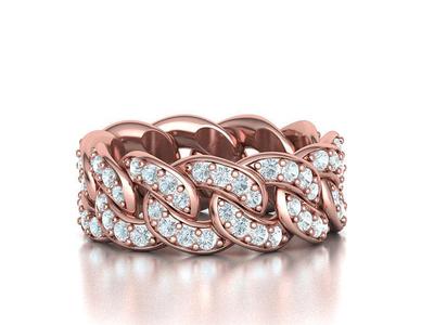 DIAMOND Cuban Link Chain Ring Stackable Ring 10mm wide 21mm SIZE