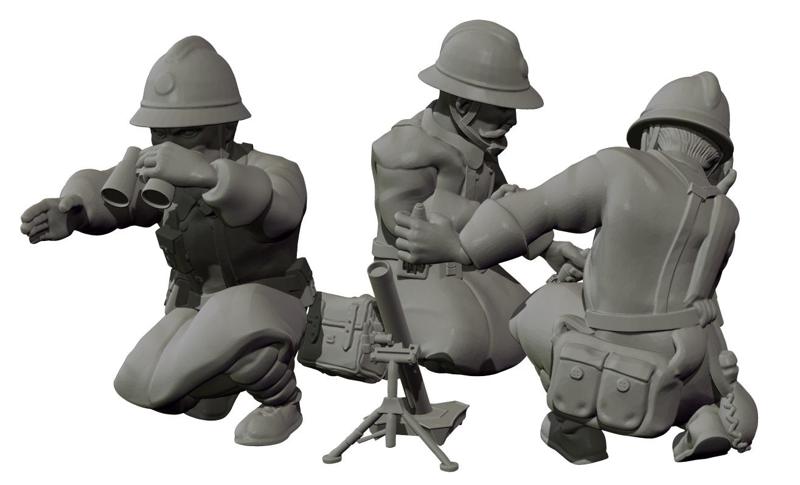 Mortar with crew – French army WW2 – 28mm for wargame
