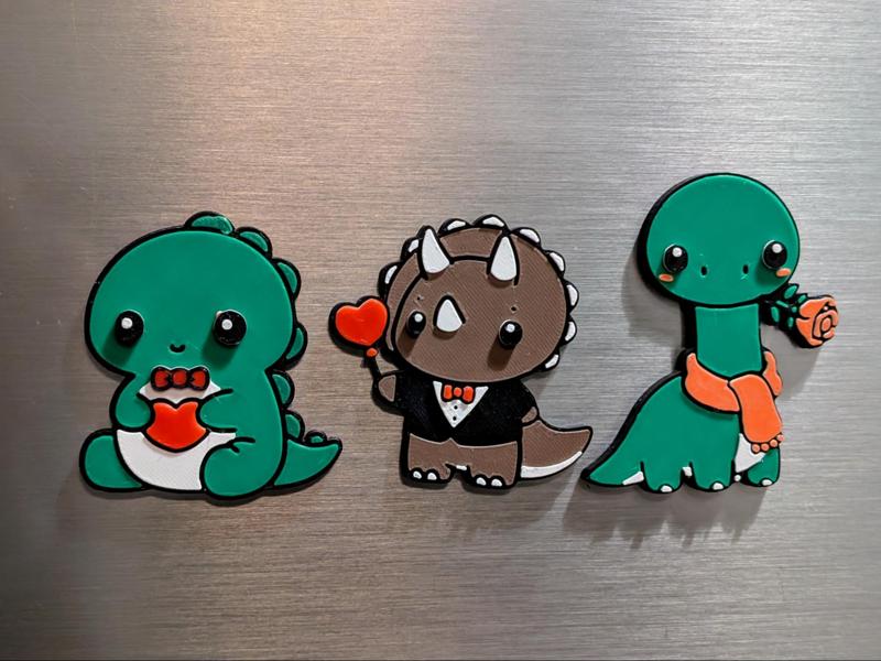Cute Valentines Day Dino Magnets  – Layered style