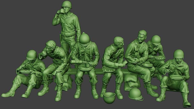 American soldiers ww2 Lunch A13 Pack1 3D Model Collection