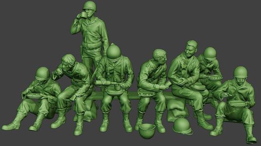 American soldiers ww2 Lunch A13 Pack1 3D Model Collection