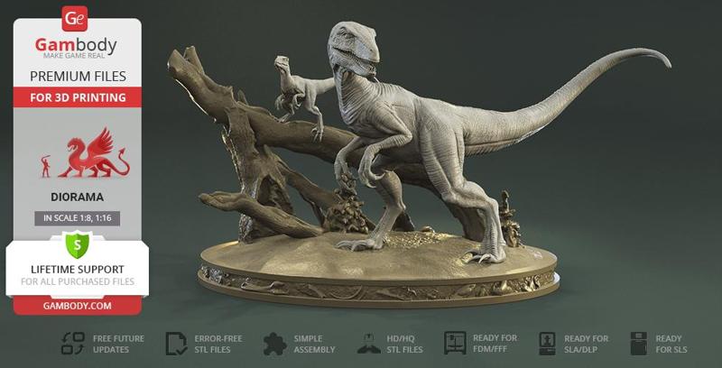 Blue & Baby Blue in Diorama STL files for 3D Printing | Assembly Model