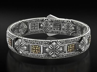 Vintage bracelet with Maltese cross and patterns 785
