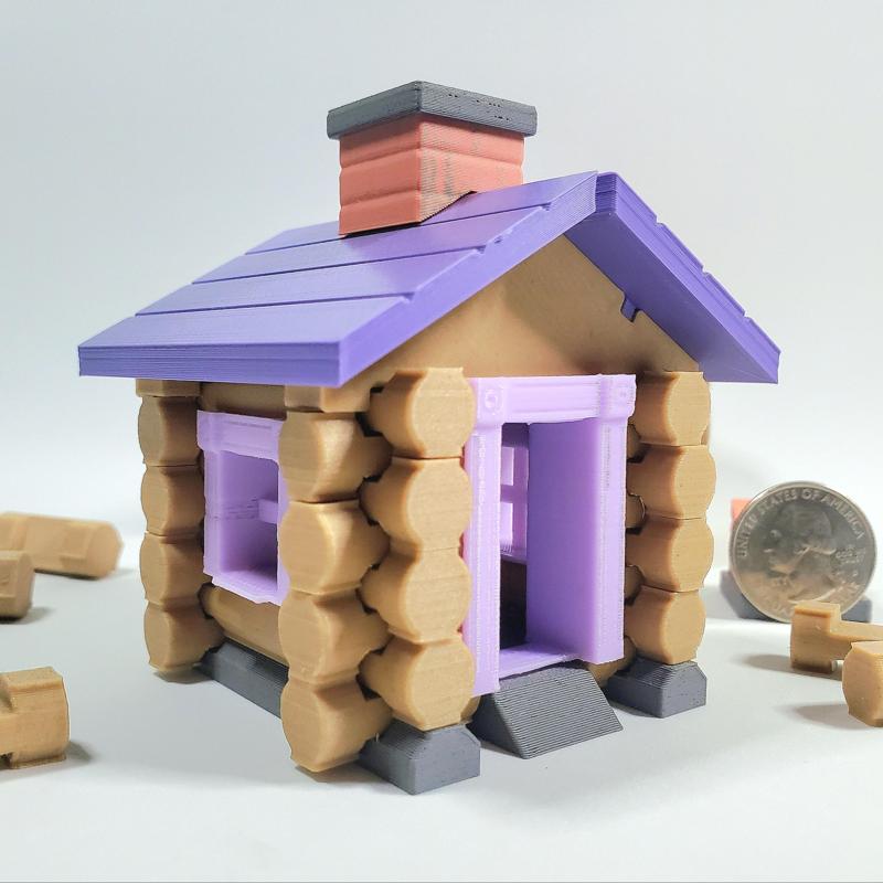 Deluxe Miniature Log Cabin :: Classic Building Toy Accessories