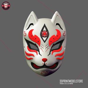 Japanese Fox Mask Demon Kitsune Cosplay Helmet Oni Samurai