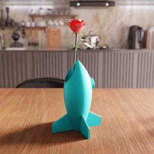 3D Rocket Flower Vase STL File – Modern Rocket Vase, Art Deco Vases, 3D Model for Print, Unique Home Decor, Cool Space Gift