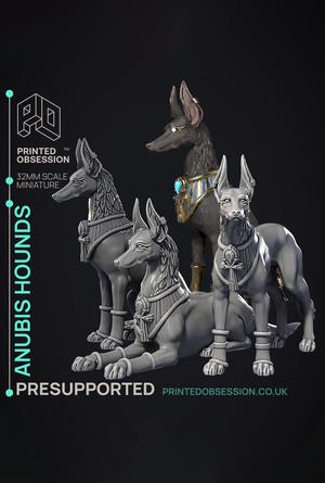 Anubis Hounds – 3 Model – Court of Anubis –  PRESUPPORTED – Illustrated and Stats – 32mm scale