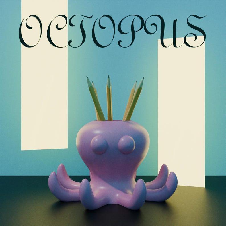 3d printing stl file cute octopus pencil holder idea for kids