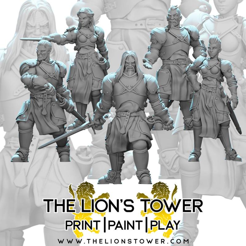 Mercenary Company – Heavy Armoured (Set of 5 x 32mm scale presupported miniatures)