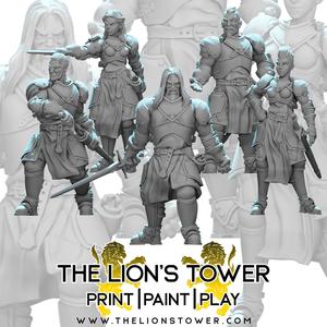 Mercenary Company – Heavy Armoured (Set of 5 x 32mm scale presupported miniatures)