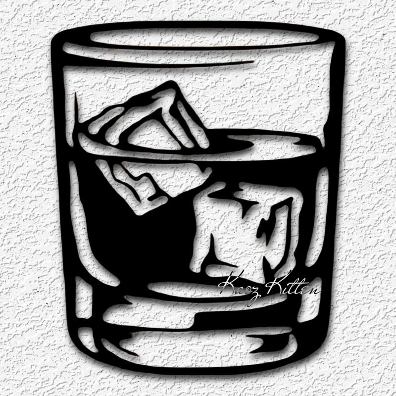 WHISKEY GLASS ICE wall art Bar sign home decor