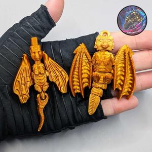 Dragon wiggle keychain, articulated keychain, print in place