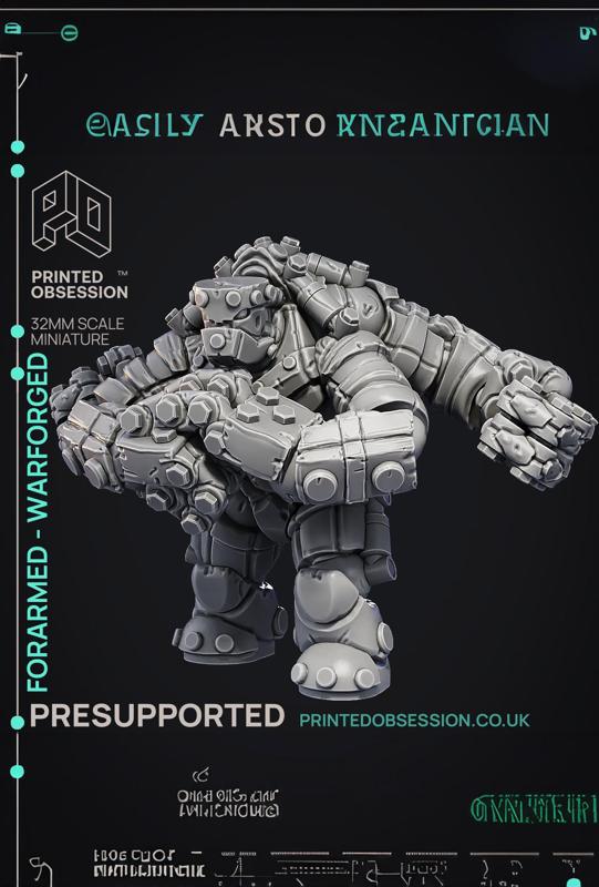 Forearm - Warforged - PRESUPPORTED - Illustrated and Stats - 32mm scale 