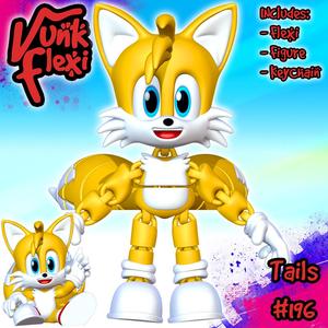 Sonic the Hedgehog Tails MultiColor Flexi Print-In-Place + figure & keychain