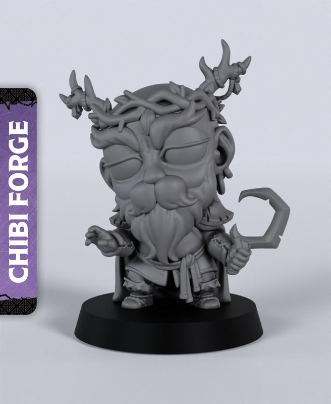 Chibi Male Human Druid – With Free Dragon – 5e DnD Inspired for RPG and Wargamers