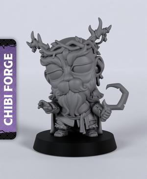Chibi Male Human Druid – With Free Dragon – 5e DnD Inspired for RPG and Wargamers
