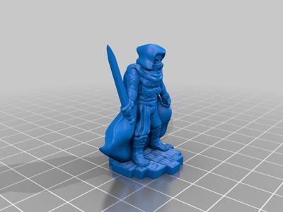 Cloaked Bandit with Sword – Tabletop miniature – Support Free