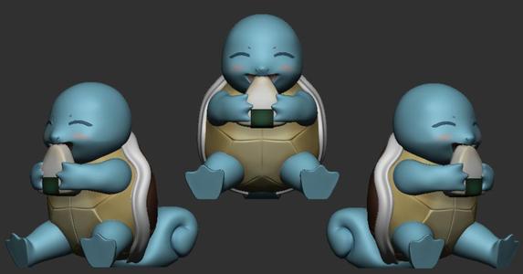 Squirtle Pokemon Eating Onigiri