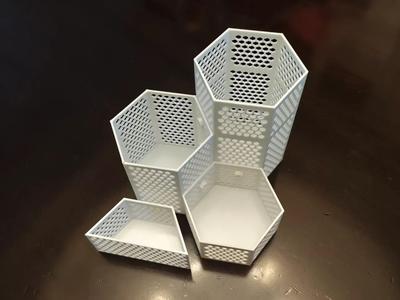 Half Hexagon Modular (Infinitely Connectable) Openwork Storage Box 50*100 Multiple Combinations One-Click Print User-Friendly