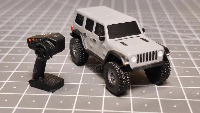 Mini Crawler Similar to Axial SCX10-III Jeep Wrangler Rubicon JLU 4WD (1/100) for Action Figures 1/10