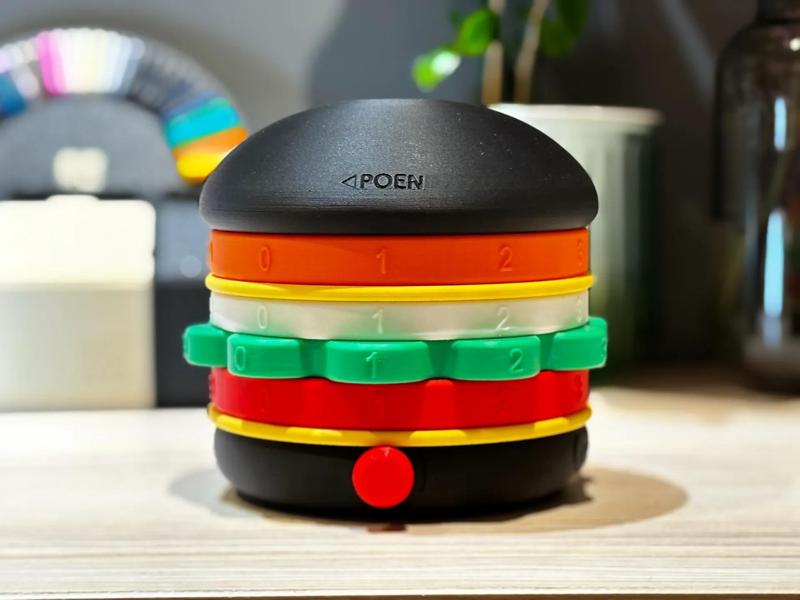 Compact Hamburger Password Storage Box + Customizable Password + Free Color Matching