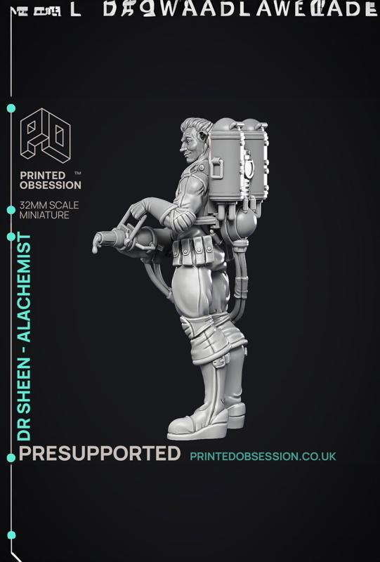 Alchemist – Dr Sheen – Ghast busters – PRESUPPORTED – Illustrated and Stats – 32mm scale