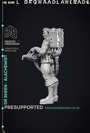 Alchemist – Dr Sheen – Ghast busters – PRESUPPORTED – Illustrated and Stats – 32mm scale