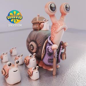 Elder Snail - And Baby Snails - 3D print STL and 3MF file
