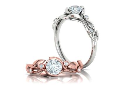 Floral Engagement Ring 6mm Stone Leaves design 3dmodel