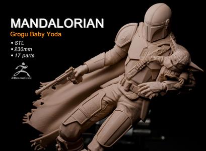 mandalorian 3D print model star wars force awakens statue
