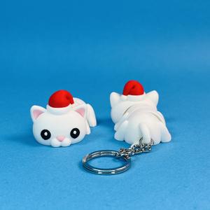 Cute Flexi Xmas Cat (Toy, Keychain & Magnet)