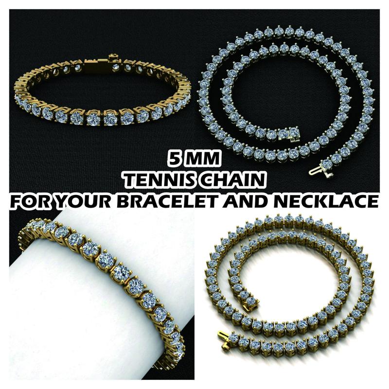 5 MM TENNIS CHAIN FOR BRACELET AND NECKLACE 3D Model Collection